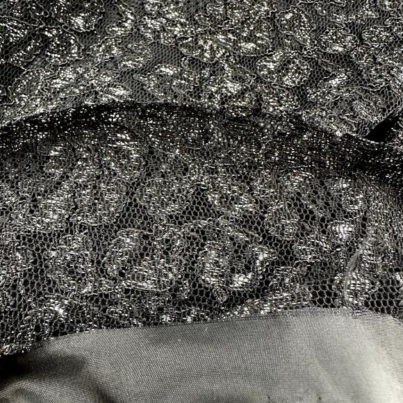 Hugo Buscati Dress Lace Embroidered Deep V Line Cocktail Party Chic Black 4 - Picture 4 of 6